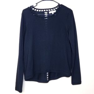 MILLY Wool Pullover Black Crew Neck Sweater Long Sleeve Size Large